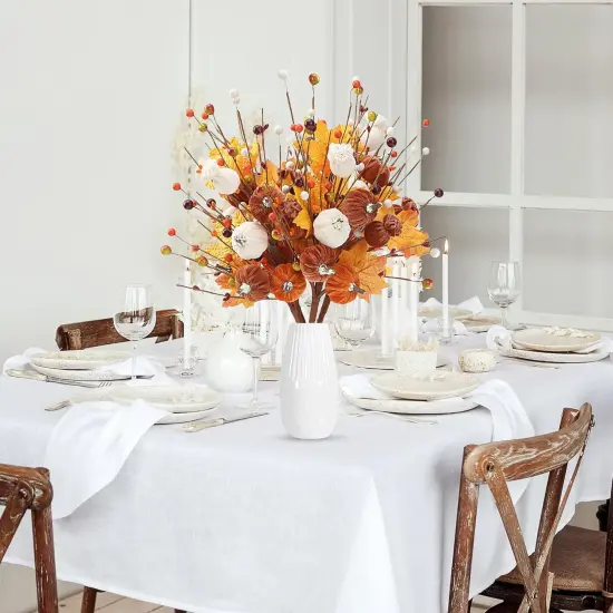 4 Pcs Fall Flowers Fake Maple Leaves Stems Floral {5}