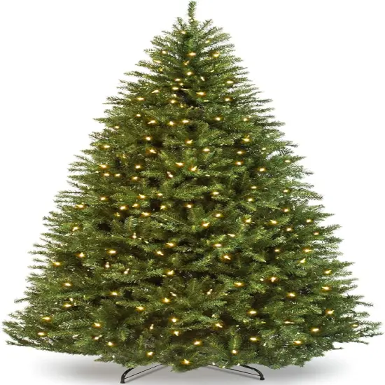 Pre Lit Douglas Fir Christmas Tree, Full Artificial Fir with 700 Warm White Lights, Sturdy Metal Stand for Indoor Decoration {1}