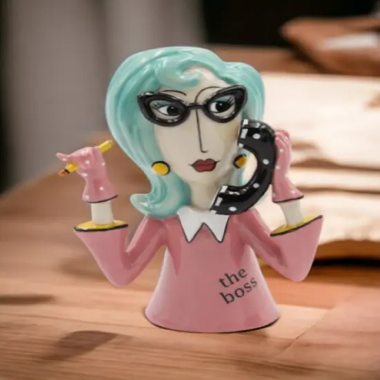 Ceramic Boss Lady Vase or Pen Holder, Home D&eacute;cor, Gift for Her, Mom, Friend, or Coworker, Vanity D&eacute;cor, Office Decor {2}