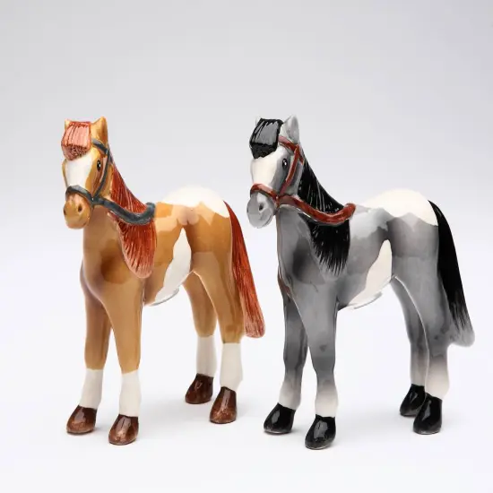 Hand Painted Ceramic Horse Salt & Pepper Shakers, Equestrian Gift, Gift for Him, Gift for Dad, Kitchen Décor, Office Decor, Farmhouse Decor {3}