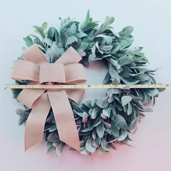 22-24 Inch Flocked Lambs Ear Wreaths - Burlap Bow {4}