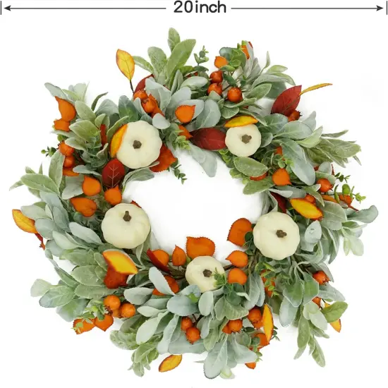 Artificial Fall Wreaths - Orange Leaf and Cream Pumpkin {2}