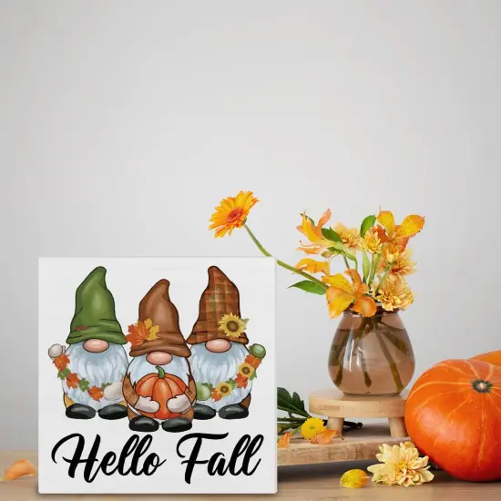 Fall Gnomes Wooden Sign for Desk {2}