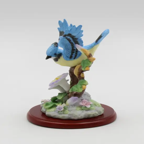 Ceramic Bluejay Bird with Morning Glory Flower Figurine, Home D&eacute;cor, Gift for Her, Gift for Mom, Kitchen D&eacute;cor, Birdwatcher Gift {3}