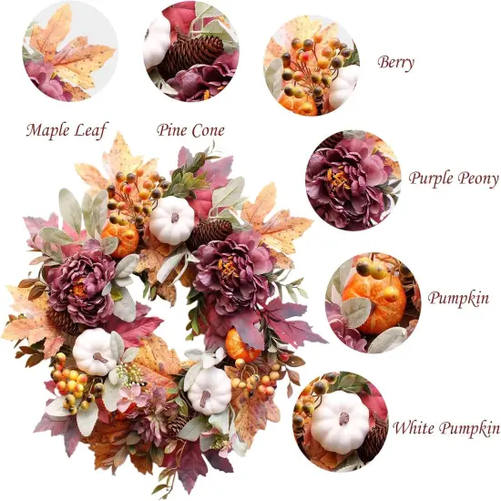 20Inch Fall Wreaths for Front Door,Fall Wreath,Fall Decorations {2}