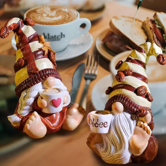 2PCS Coffee Gnomes Figurines Home Christmas Decoration {2}