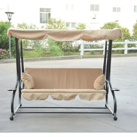 Outdoor Canopy Swing Patio Bed with Adjustable Seat and Cup Holders {2}