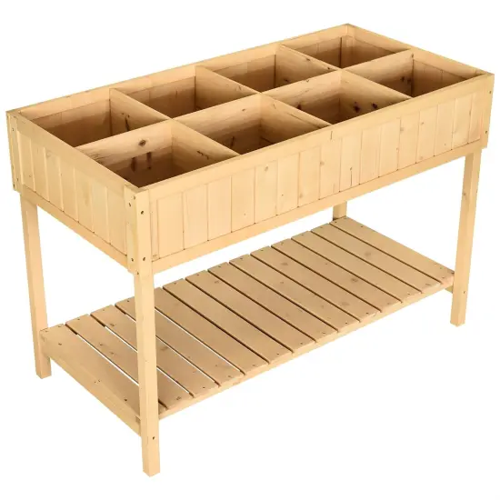 Fir Wood 8 Grid Raised Garden Box for Plants Vegetables and Flowers {1}