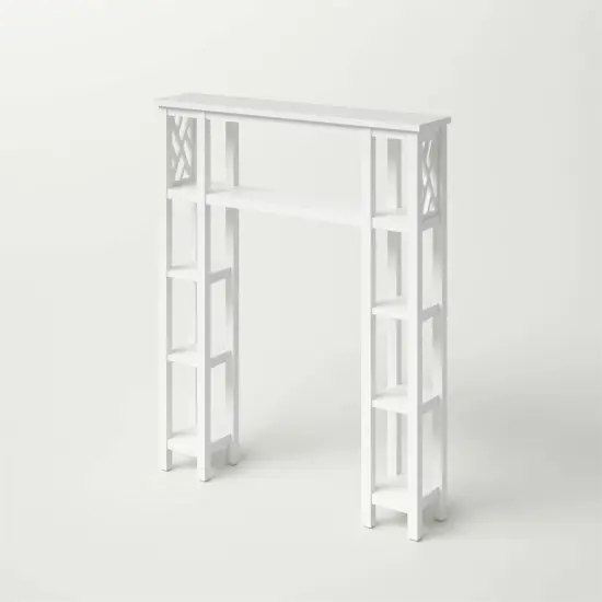 Over the Toilet Bathroom Shelving Unit with 9-Shelves in White Wood Finish {4}