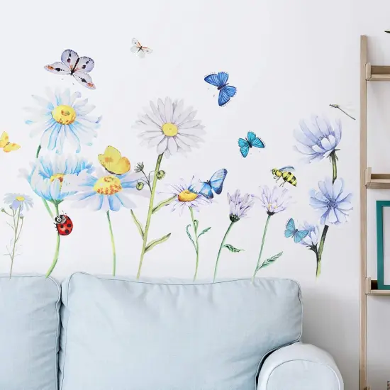 64 Pcs Flowers Butterflies Wall Decals (Colorful) {2}