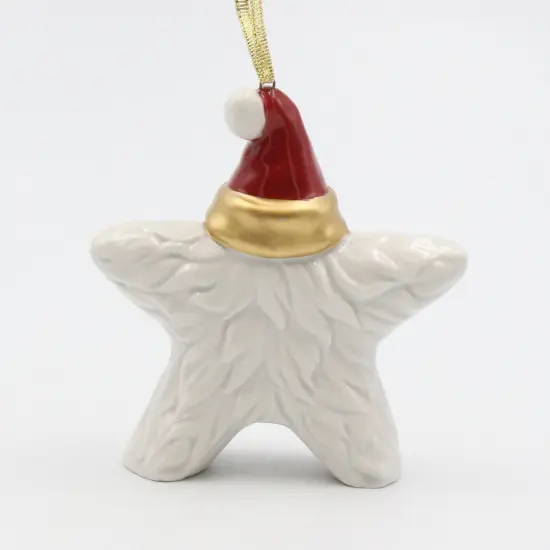 Ceramic Christmas Santa Star Ornament, Home D&eacute;cor, Gift for Her, Gift for Mom, Kitchen D&eacute;cor, Christmas D&eacute;cor {5}