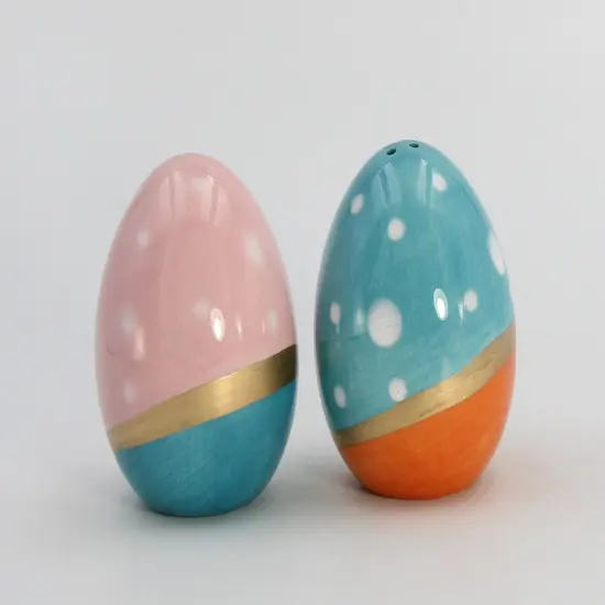 Ceramic Blue and Pink Easter Eggs with Gold Accent Salt and Pepper Shakers, Gift for Her, Gift for Mom, Kitchen D&eacute;cor, Spring D&eacute;cor {3}