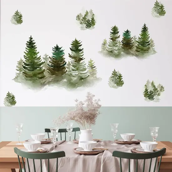 Watercolor Pine Tree Wall Decals {3}