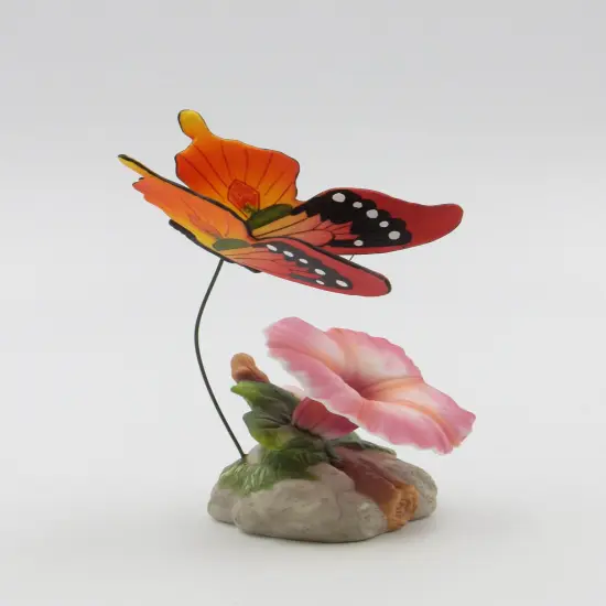 Ceramic Morning Glory Flower with Butterfly Figurine, Home D&eacute;cor, Gift for Her, Gift for Mom, Nature Lover Gift {5}