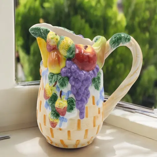 Ceramic Fruit Pitcher, Farmhouse Kitchen Decor, Gift for Her, Summer Afternoon Drink {1}