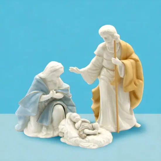 Porcelain Nativity Figurine Set Of 3, Home Décor, Religious Décor, Religious Gift, Church Décor, Baptism Gift {2}