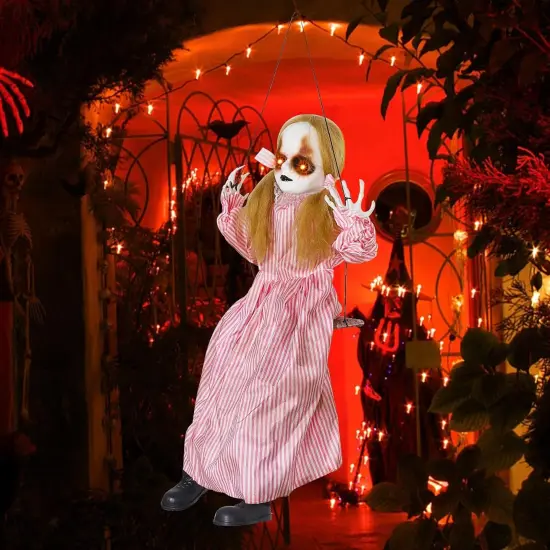 Girl Sitting on Swing Halloween Hanging Ghost Props - Girl In Pink Skirt {3}