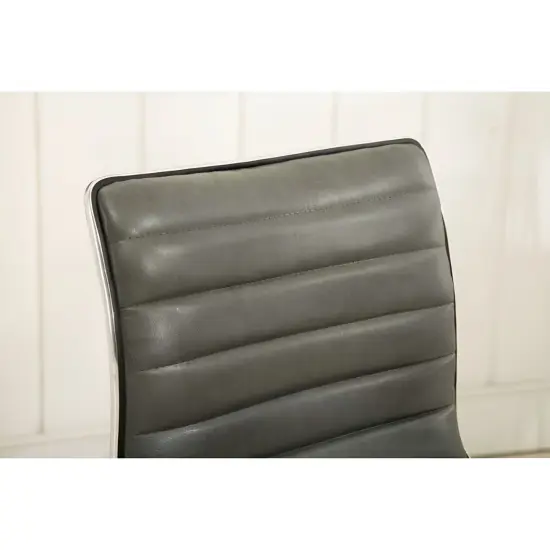 Grey PU Leather Swivel Office Chair with Adjustable Height and Chrome Base {3}