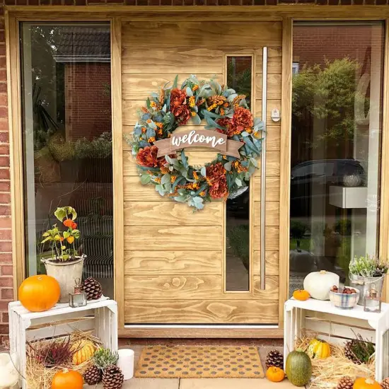 24 Inch Fall Peony Eucalyptus Leaves Wreath {3}