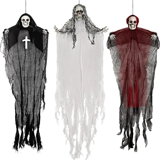 3Pack-Halloween Hanging Skeleton Ghosts,One 36&rdquo; and Two 32&rdquo; Halloweens Grim Reapers, {1}