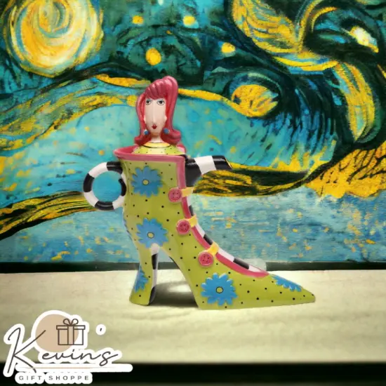 Ceramic Lady Blue Flower High Heel Shoes Teapot, Gift for Her, Gift for Mom, Kitchen D&eacute;cor, Tea Party D&eacute;cor, Caf&eacute; D&eacute;cor {1}