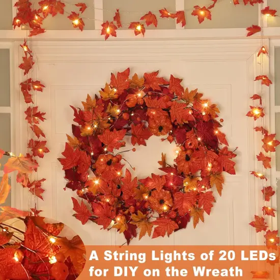 26 Inch Large Foldable Fall Wreath - Maple Pumpkin Wreath {5}