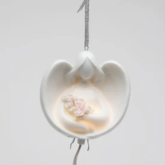 Ceramic Angel With Flowers Light Cover Ornament, Home D&eacute;cor, Religious D&eacute;cor, Religious Gift, Church D&eacute;cor, Baptism Gift {3}