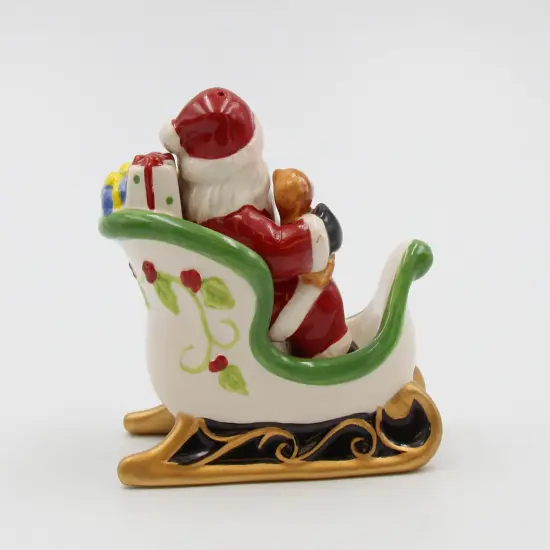 Ceramic Christmas Santa Sitting On Sleigh Salt & Pepper Shakers, Home Décor, Gift for Her, Gift for Mom, Kitchen Décor, Christmas Décor {4}