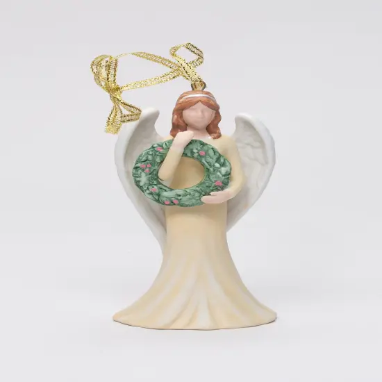 Ceramic Angel With Wreath Ornament, Home D&eacute;cor, Gift for Her, Gift for Mom, Religious D&eacute;cor, Christmas D&eacute;cor {2}