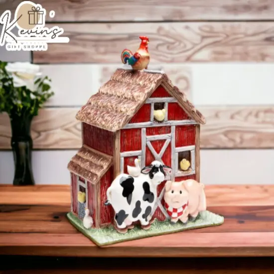 Ceramic Barn House with Farm Animals Cookie Jar, Home D&eacute;cor, Gift for Her, Gift for Mom, Kitchen D&eacute;cor, Farmhouse D&eacute;cor, Fall Decor {1}