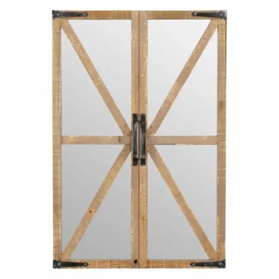 Brown Metal Farmhouse Wall Mirror with Antique Black Accents 20.5 inches {1}