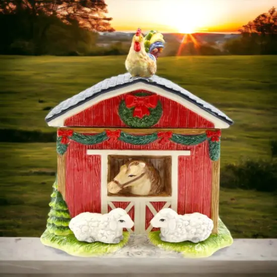 Ceramic Barn House Cookie Jar, Home D&eacute;cor, Gift for Her, Gift for Mom, Kitchen D&eacute;cor, Farmhouse D&eacute;cor {2}