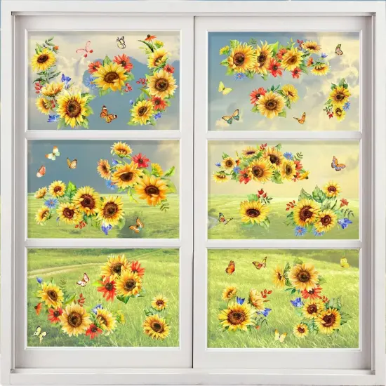 Sunflower Window Clings Spring Decorations Supply Summer Sticker {2}