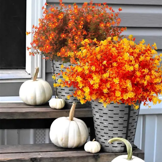 12 Bundles Artificial Fall Flowers (Fall Red) {4}