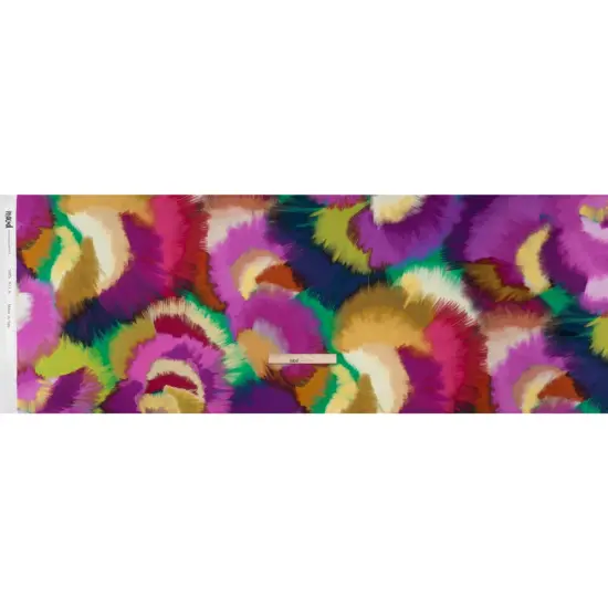 1 Yard Fuchsia Ochre & Blue Painted Bursts Silk Charmeuse Print, 53 Inches Width {3}