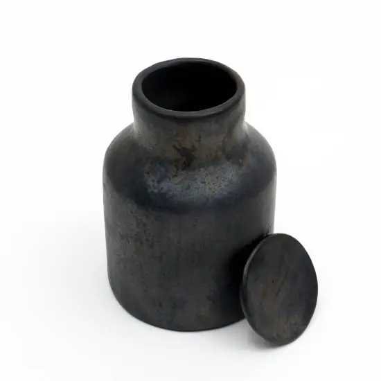 Handcrafted Longpi Pottery Storage Jar - 6 X 4.5 X 6" {3}