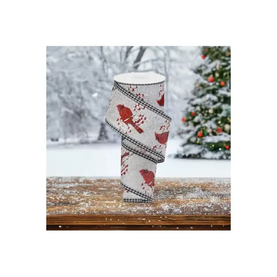 2.5" Cardinal Gingham Check Ribbon: Silver (10 Yards) {4}