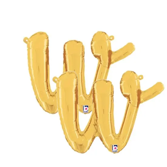 Betallic&reg; 14 inch Script Letter W Gold Air Fill Only {5}