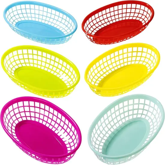 Cuban Fiesta Multicolor Plastic Food Baskets for a Picnic or Birthday, Multicolor (6 Pack) {1}