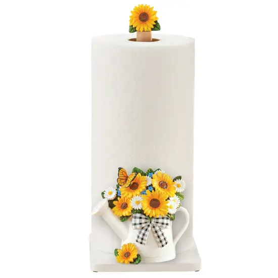 Collections Etc Hand-Painted Sunflower Bouquet in Watering Can Paper Towel Holder {2}