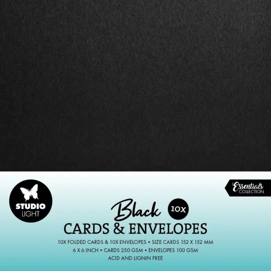 Studio Light Consumables 6"X6" Cards & Envelopes 20/Pkg-Nr. 11 Black {1}