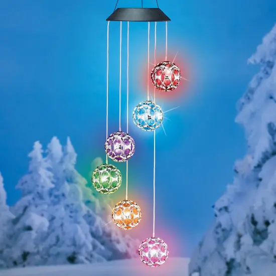 Collections Etc Sparkling Colorful Solar Balls Outdoor Garden Mobile {1}