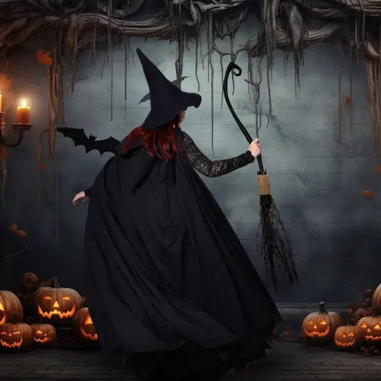 Take Apart 48 Inch Plastic Witch Broom Costume Accessory {4}