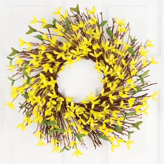 Collections Etc Spring Floral Forsythia Twig Wreath {1}