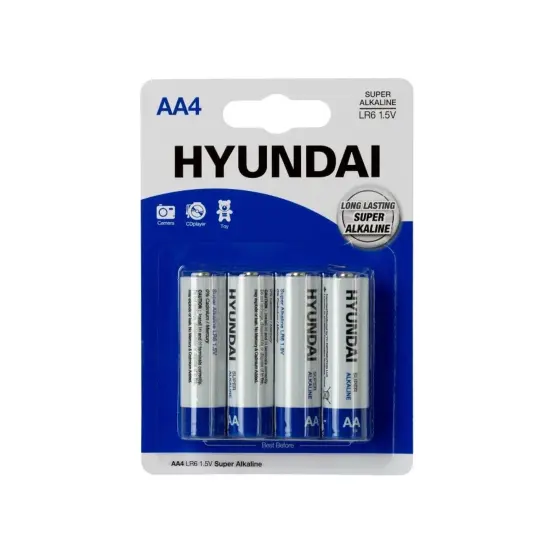 HYUNDAI&reg; 4 Pack AA Alkaline Batteries {3}