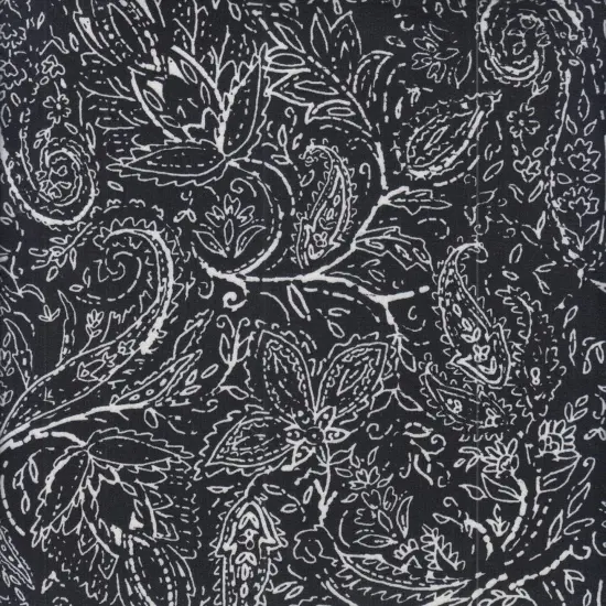 1 Yard DTY Brushed Paisley Print Fabric 58/60 Inch Wide Polyester Spandex Knit BLACK {1}