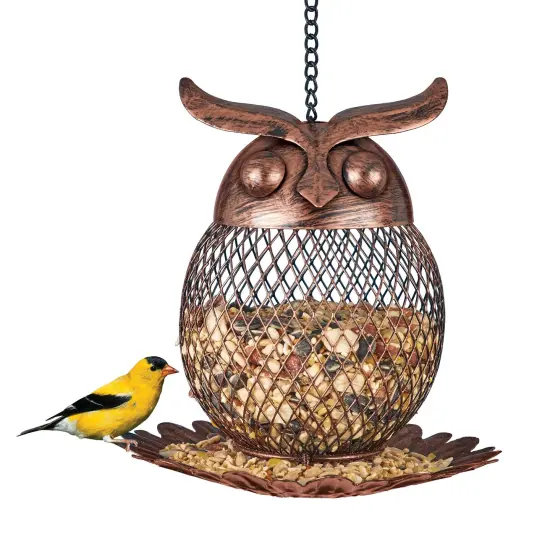 Collections Etc Iron Mesh Owl Shaped Hanging Bird Feeder {2}