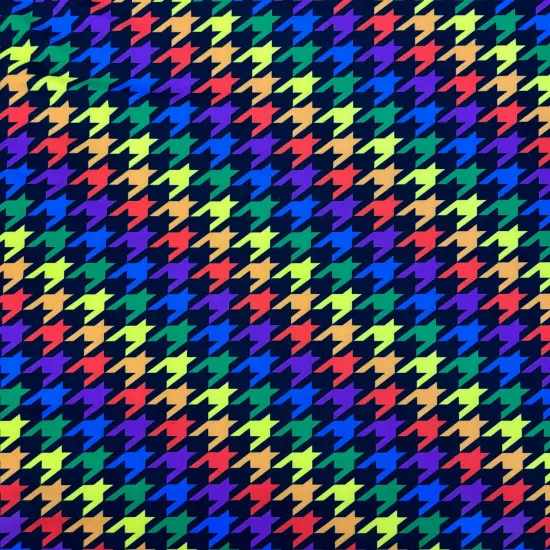 1 Yard Rainbow Houndstooth Stretch Spandex Fabric for Costumes and Activewear 58"/60" Width Black {1}