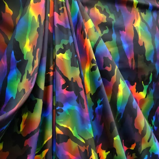 1 Yard Colorful Rainbow Camouflage Print Stretch Fabric for Costumes Swimwear Dancewear and Performance Apparel 58"/60" Width {1}