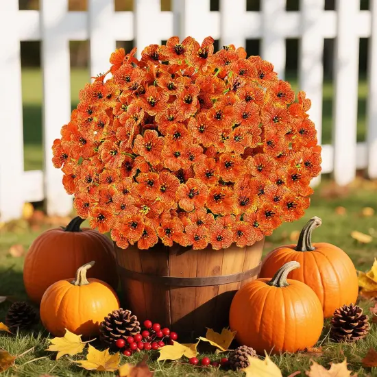 24 Bundles Artificial Fall Flowers for Outdoors {2}